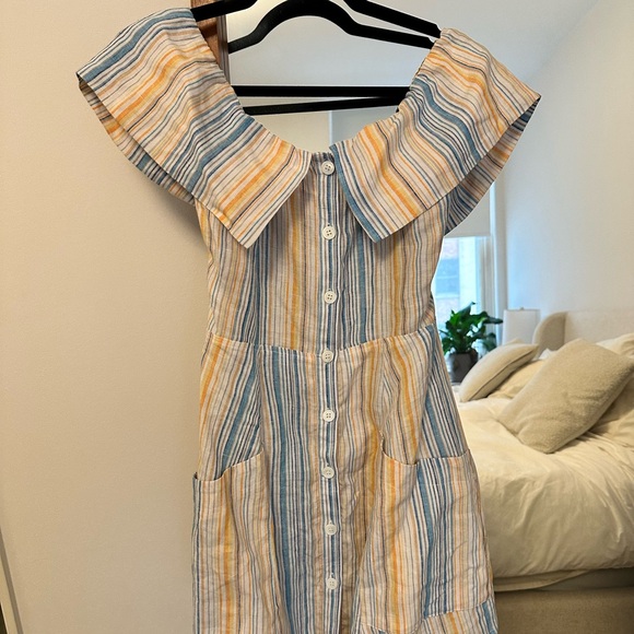 Reformation off the shoulder mini linen dress - Picture 2 of 6
